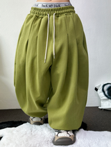HARDU STRING COTTON BABY TWO PINTUCK BALLOON LONG PANTS 🩶🤎🖤🩷💚6COLOR