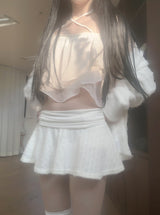 Heimin low-waist fur skirt (ivory)