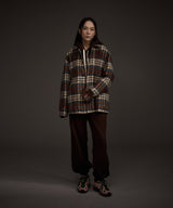 W COZY HAIRY CHECK JACKET NAVY