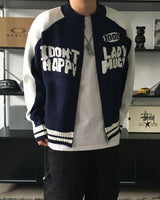 RM Nine lettering color combination knit zip-up (3C)