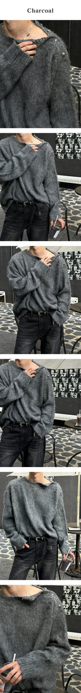 [Unisex] Wool hair button knit(3color)