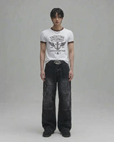 (UNISEX) パネルウォッシングブラックデニム 26SS-009