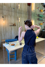 Cowgirl denim V-neck sleeveless top