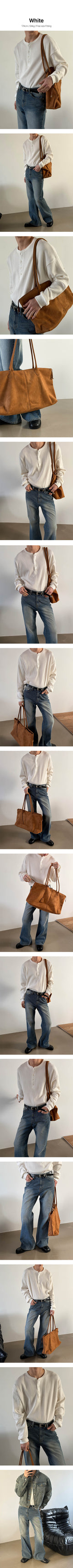 Waffle henry neck crop long sleeves(3color)