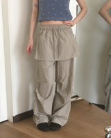 ヌカ 2Way ナイロン パラシュート スカートパンツ