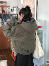 [unisex] ビトリボタンフードウェロンパディングジャンパー