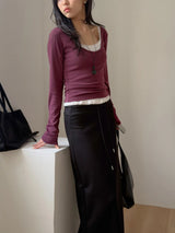 Collage V-Neck Long Sleeve T-Shirt
