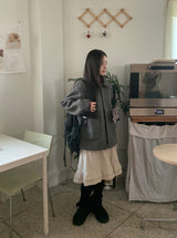 [unisex] ヒゲムウール襟付きハーフコート