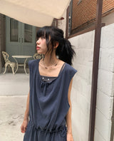 Grine Pigment String Layered Sleeveless One Piece