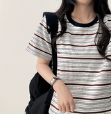 ロビンカラーストライプダンガラ半袖Tシャツ