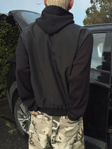 Slit CP color block hooded zip-up 3C