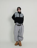 Femme Flower Pattern Quilted Fleece Long Sleeve T-Shirt (Button Detail)