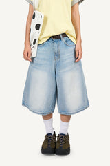 Air Blue Washed Denim Bermuda Pants