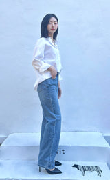 4TH REORDER LOOSE STRAIGHT FIT BLUE DENIM PANTS code 18100