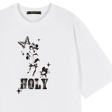 HOLY FLOWER BUTTERFLY OVER FIT SHORT-SLEEVED T-SHIRT_WHITE