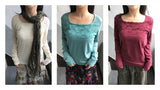 3カラー アオイ レース ヴィンテージ ロングスリーブ Tシャツ