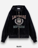 Crack Velvet Hooded Zip-Up