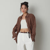 Linen pearl Shirt_Brown