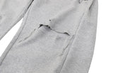 destroyed side tuck sweat pants (gray)