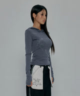 TATTOOED GRAPHIC STRIPE THIN HOOD_CHARCOAL