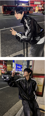 glossy track windbreaker