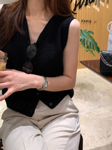 Rear V-neck Sleeveless Knit / 3 colors