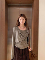 Cozy Soft Shirring Long Sleeve T-shirt