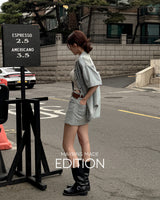 [MADE] Reun denim shirt & skirt set (with belt)