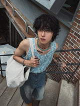Mix scatter loose fit tank top