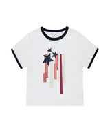 FLAG APPLIQUE RINGER CROP TEE