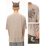ニットノイジーホットダイヤモンドフローラル半袖Tシャツ