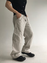 curved dyeing strap wide pants(2colors)
