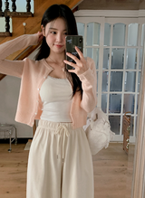 #Back Ribbon Embroidery Knit Cardigan (5color)