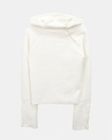 Renin Button High-Neck Hooded Ribbed Long-Sleeve Knit