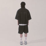 ストライプデニムショートパンツ_ブルー