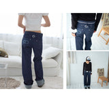 [Made by Radio Pacific] Semi Low-Rise Roll-Up Textured Denim Pants