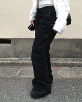 Banding black loose boots cut pants