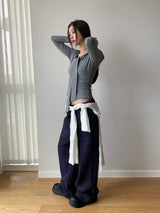 Shoulder Strap Soft Long Sleeve Tee