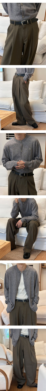 [SET UP가능] Deep one tuck wide slacks(2color)
