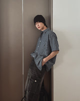 エルストライプリネンショートスリーブシャツ