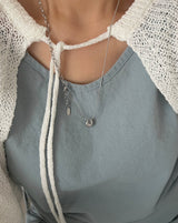ddo vertical bold donut coin two way long layered necklace