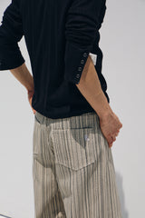 Need stripe wide denim pants(Ivory)