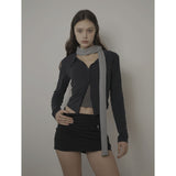 STITCH SLIM MUFFLER-GRAY