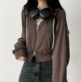 Ronit Linen Two-Way Hooded Zip-Up