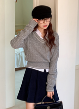Cashmere Cable Stitch V-neck Knit (5color)