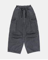 Balloon cargo knee pintuck banding denim pants
