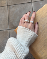 Wave Pearl Ring SET (2 piece)