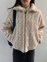 Tumbab Wool Collar Quilted Fleece Jumper