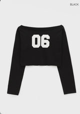 [MADE] Ferryty Boat Neck Printing Crop Long Sleeve T-shirt