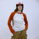 Asymmetric Ruched Hoodie (ORANGE)